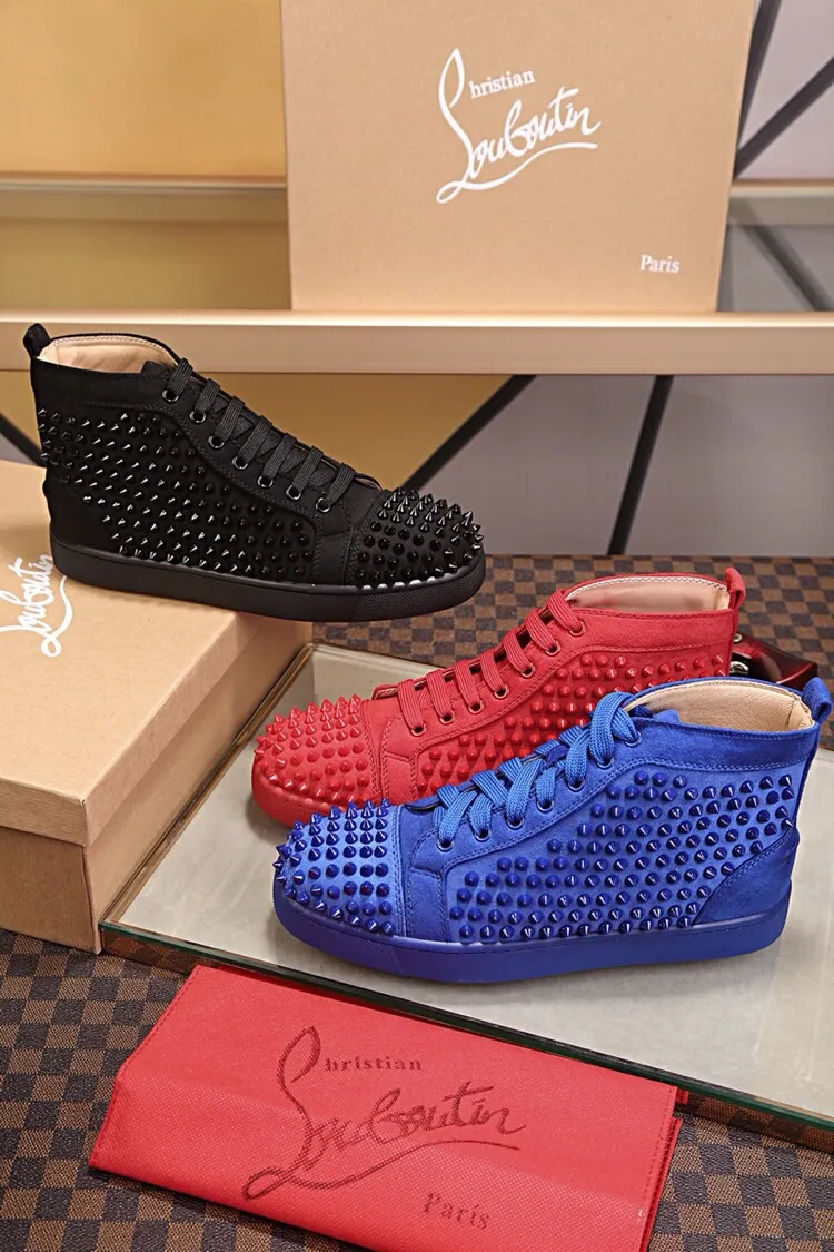 Ex-factory price 480. christian louboutin (CL red sole shoes) counter nail series, high-top casual sneakers for couples 📢 📢 📢 Exclusive hot style release 🎈🎈💪 Movable latex feet 👻 Finished outsole stitching line [satisfied] 😝Female 35-40# Male 38#-46, global supply😝 [Top version]: original imported cowhide upper, top original leather lining, original molded TPU outsole, original 1:1 detail processing, original shoe last, large quantity available from stock,